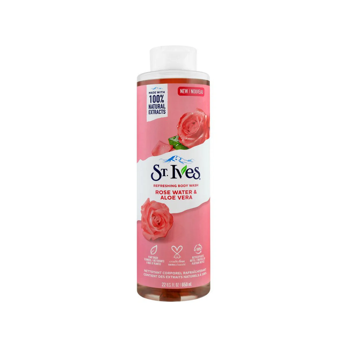 ST Ives Rose Water & Aloe Vera Exfoliating Body Wash 650ml | Hydrating & Refreshing Skin Cleanser | USA