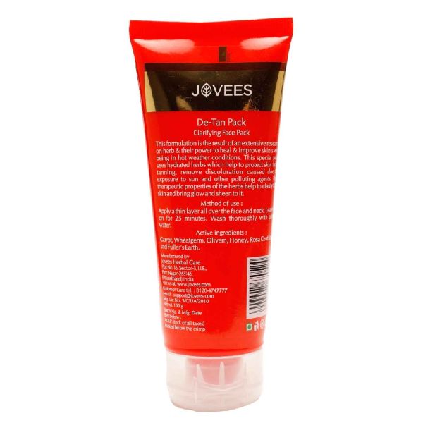 Jovees DE-TAN Face Pack 100g - Natural Tan Removal | Shop Now
